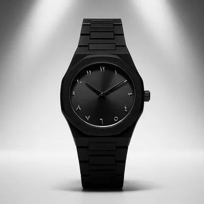 Black Arabic Aura Men’s Watch – Black Dial | Premium Analog Design