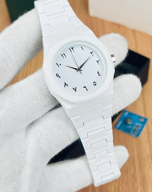 White Arabic Aura Men’s Watch